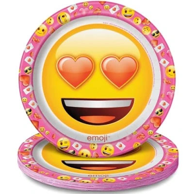 Image of Unique Party 50855 23cm Emoji Valentine Plates, Pack of 8