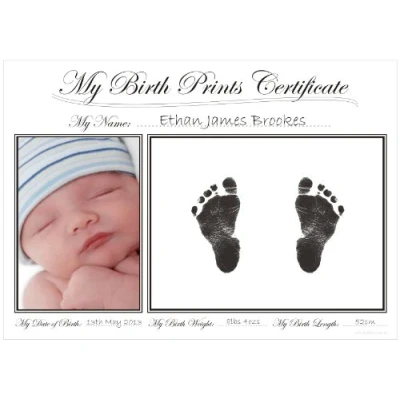 Image of BabyRice New Baby Handprint &amp; Footprint Certificate Kit/Boy Girl Unisex Birth Prints