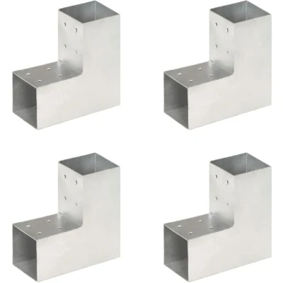 Image of vidaXL Post Connectors 4 pcs L Shape Galvanised Metal 81x81 mm