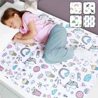 Image of Hygge Sheets® Potty Training Bed Pads 100% Waterproof Wetting Sheets for Single and Toddler Beds Non Slip, Easy to Change at Night Includes Free Children&#039;s E Book UK Brand Unicorn