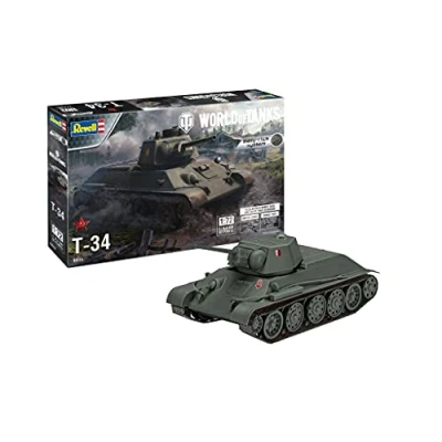 Image of Revell World of Tanks, Coloured 03510 T 34 1:72 Scale Plastic Model kit, Mittel