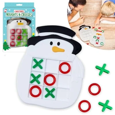 Image of Mini Noughts &amp; Crosses Game for Kids Snowman Tic Tac Toe Game, Christmas Board Games Holiday Gatherings and parties, Xmas Stocking Fillers 3+