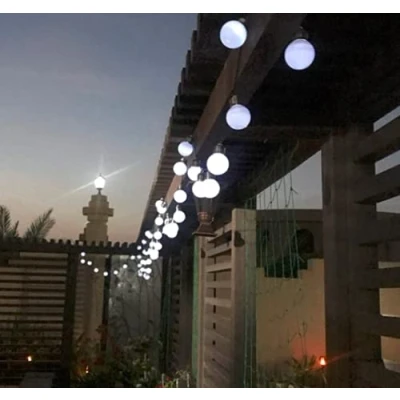 Image of Solar Outdoor Bulb String Lights, 5m 20LED Festoon Light Globe Fairy Lights Waterproof for Garden Indoor (White)