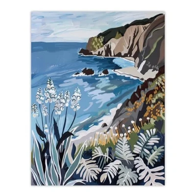 Image of Artery8 Cornish Coast Painting Cornwall Wildflowers Living Room Large Wall Art Poster Print Thick Paper 18X24 Inch