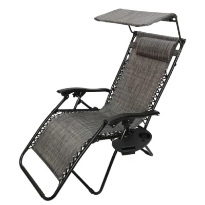 Image of Samuel ALEXANDER Multi Position Outdoor Garden Gravity Relaxer Chair Sun Lounger with Canopy in Grey