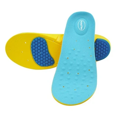Image of Happystep Premium Sport Insoles with High Density Memory Foam, Gel Pads Cushion, and Velvet Top, Provide Excellent Shock Absorption, Cushioning Medium Arch Support (UK Size 8 11.5)