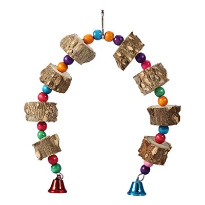 Image of Parrot Chew Toy, Natural Pepper Wood Bite Toy Colorful Beads Swing Bird Cage Accessory for Macaw African Grey Amazon Cockatoo Budgies Parakeet Cockatiel Lovebird