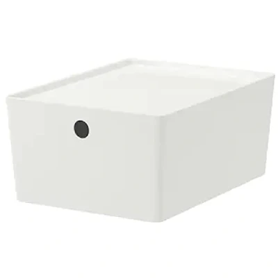 Image of I K E A KUGGIS Storage Organizer Box with Lid white Plastic 26x35x15 cm + 1 Free Shoe Bag