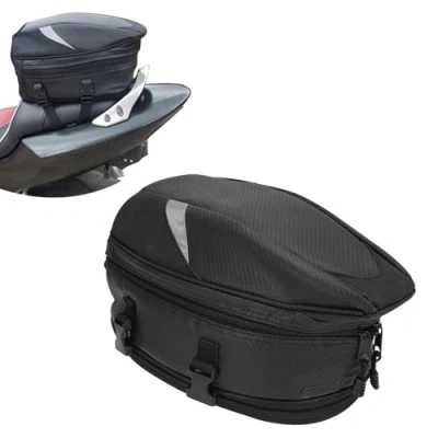 Image of Motorcycle Tail Bag,Multifunctional PU Leather Seat Bag Saddle Half/Small Helmet Storage for On/Off Road Street Bike Motocross ATV Quad Scooter