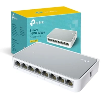 Image of TP Link TL SF1008D 8 Port 10/100 Mbps Desktop Ethernet Switch/Hub, Splitter, Plug &amp; Play, no configuration required , White