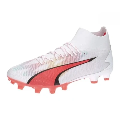 Image of PUMA Men&#039;s Ultra PRO FG/AG Soccer Shoe, White Black FIRE Orchid, 8 UK