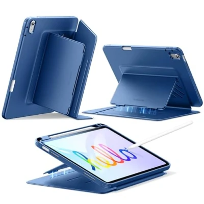 Image of ESR for iPad (A16) 11th Generation Case, 11th/10th Gen Case (2025/2022), Vertical Stand Cover, Multi Angles, Ultra Stable Cover with Pencil Holder, Flip Magnetic Series, Blue