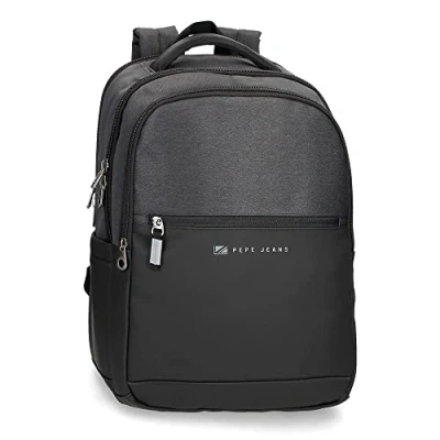 Image of Pepe Jeans Jarvis Adaptable Laptop Backpack 15.6&quot; Black 31 x 44 15 cm Polyester with Faux Leather Details 20.46L