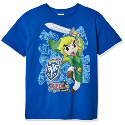 Image of Nintendo Big Boys Link Up Graphic T Shirt, Royal, Youth Large