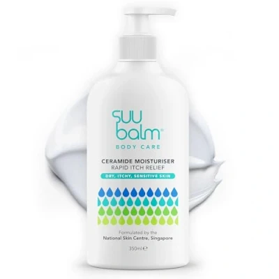 Image of Suu Balm Itch Relief Cream, Menthol &amp; Ceramide Body Moisturiser in 5 Minutes Psoriasis, Dry, Sensitive Skin, Eczema Treatment (350ml)