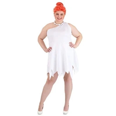 Image of Plus Size Women&#039;s Flintstones Wilma Flintstone Fancy Dress Costume, White Cavewoman for Halloween Couples Costumes 6X