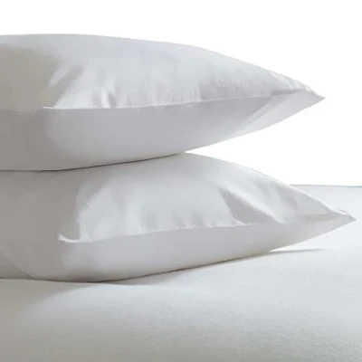 Image of Belledorm 100% Brushed Cotton Flannelette Housewife Pillow Cases, White, Pair