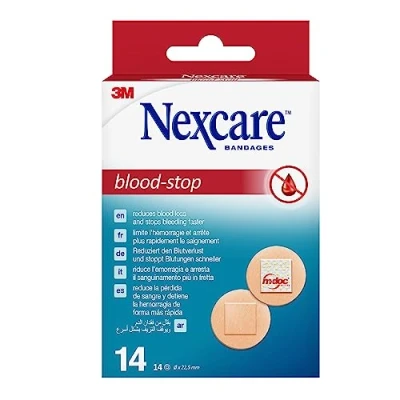 Image of Nexcare Blood Stop Spots, 22 mm, 14 Plasters per Pack, Efficient for Small Cuts and Wounds, First Aid Kits