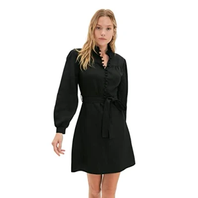 Image of Trendyol Women Mini A line Regular fit Woven Dress Schwarz