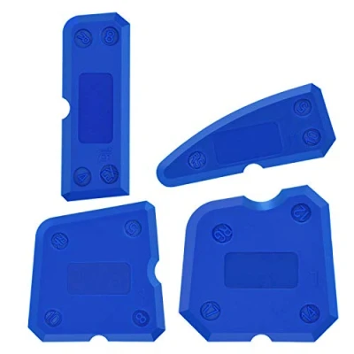 Image of Sealant Finishing Tool,XCOZU 4 Piece Portable Blue Silicone Former Caulking Kit,Multi Edge Applicator Tool Smoother Mastic Suitable for Kitchens,Bathrooms,etc.