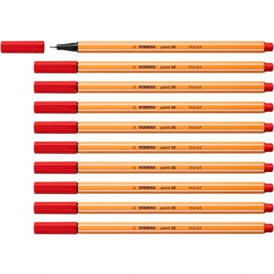 Image of Fineliner STABILO point 88 Pack of 10 Light Red