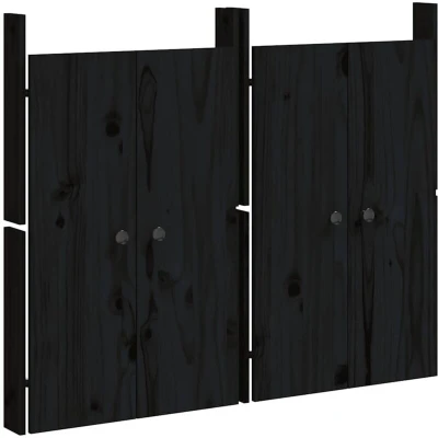 Image of vidaXL Solid Pine Wood Outdoor Kitchen Doors Black Easy to Install Practical and Elegant Addition any Cooking Area 50x9x82cm