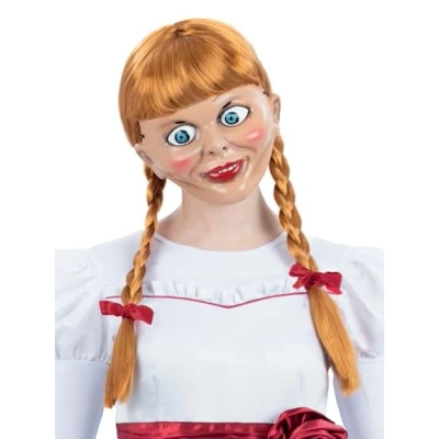 Image of Smiffys Annabelle Long Plaited Auburn Wig with Ribbons, Adult, Officially Licensed Doll, Ideal for Completing Detailed Halloween and Fancy Dress Outfits