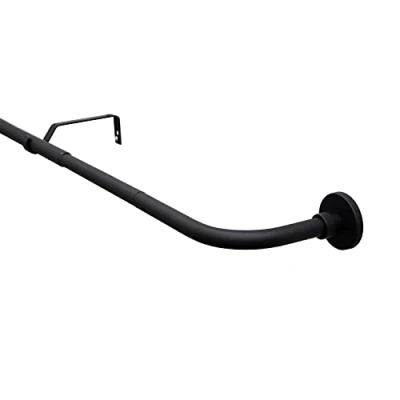Image of GARDINIA Lisa Curtain Pole Set Extendible 1 Track with Arch Diameter 16/19 mm Complete Style Including Fixings Matt Black Metal 180 240 cm