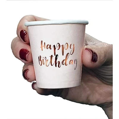 Image of Alandra Party HAPPYRG 10 Pack Rose Gold Happy Birthday Drinking Shot Sized Cups, One Colour