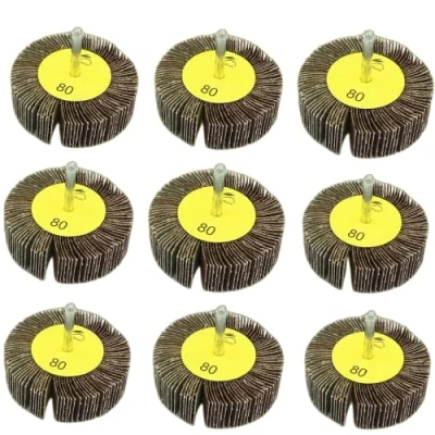 Image of FEIHU 60mm Flap Wheels,80 Grit.1/4&quot; Shank Diameter for Removing Rust, Deburring, Grinding Polishing Flat. Disc Abrasive Sanding Pads Drills 6mm （9 Pack）