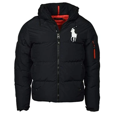 Image of Polo Ralph Lauren Men&#039;s Big Pony Hooded Down Puffer Jacket M Black