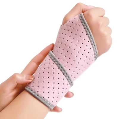 Image of Jorun 2 Pcs Wrist Supports Pink Brace Left Right Hand Adjustable Compression Soft Breathable Straps Support for Pain Relief, Sports,Work Men and Women Bandage