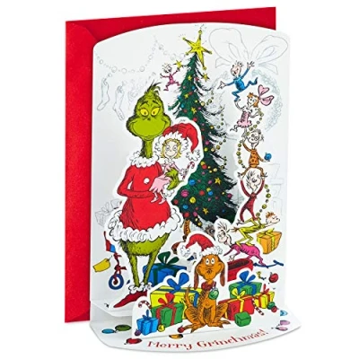 Image of Hallmark Grinch Boxed Christmas Cards, Merry Grinchmas Paper Craft (8 Displayable Pop Up Cards and Envelopes)