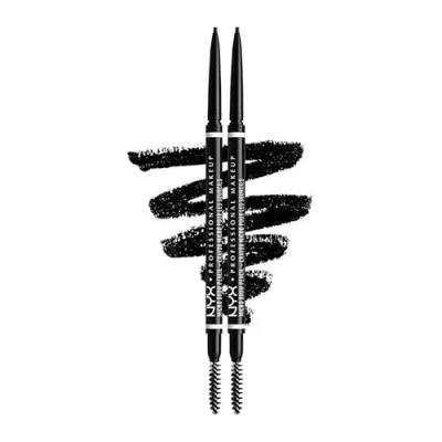 Image of NYX Professional Makeup Micro Brow Pencil, Dual Ended with Mechanical Pencil and Spoolie Brush, Pack of 2, Shade: Black