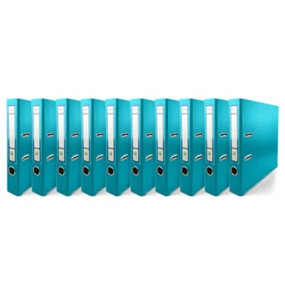 Image of Netuno 10x Folder Lever Arch Turquoise 2 Ring Binder Ekobox Organiser 5 cm 1,97 inch A4 Narrow Cardboard for Office Shelf Folders Desk