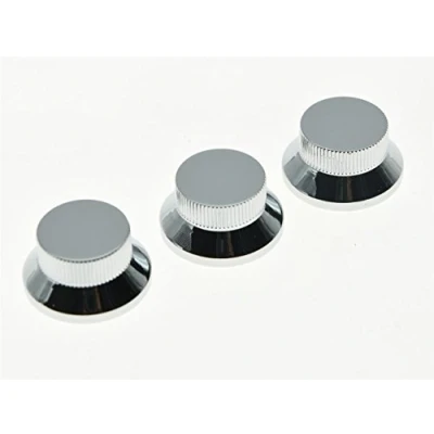 Image of KAISH 3pcs Chrome Metal Bell Knobs Push On ST Strat Guitar Top Hat Knob for 5.8mm Split Shafts
