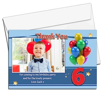 Image of 10 Personalised Boys Star Birthday Party Thank you PHOTO Cards N17 Any Age