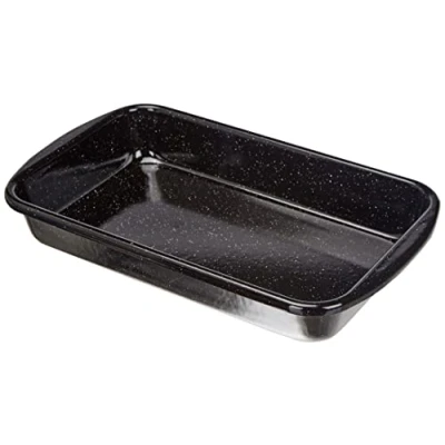 Image of Riess, 0434 022, Casserole Dish 32/19, Classic Back UND BRATFORMEN, Length 36 cm, Width 21.2 Height 5.5 Enamel, Black, Frying pan, Induction