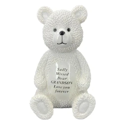Image of Angraves Special Grandson Baby Boy Teddy Bear Memorial Graveside Ornament Plaque