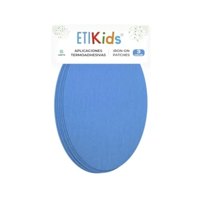 Image of Haberdashery Online 6 Iron On Knee Pads Elbow Patches for Clothes Protection, Ideal Trousers, Jackets, Sweaters, Shirts, 16cm x 10cm, Size M, Sky Blue