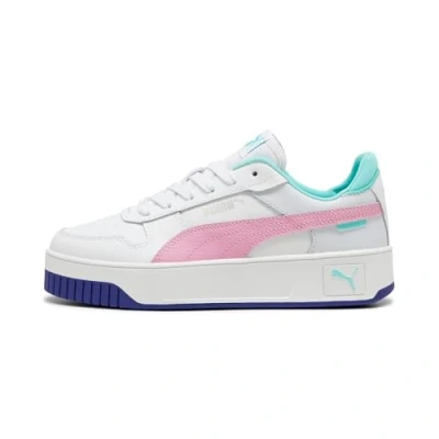 Image of Puma Carina Street JR Unisex Trainers for kids, Size: 6, White/mauved out/mint leather and imitation