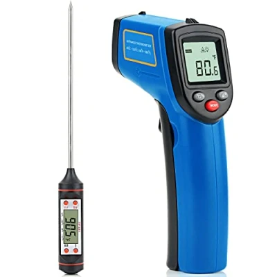 Image of Infrared Thermometer, XRCLIF Laser Temperature Gun with LCD Display, Meat Thermometers Included, IR Thermometer for Cooking/Pizza Oven/BBQ, Pizza Oven 58℉～986℉ (Not Human)