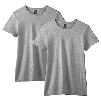 Image of Gildan Women&#039;s Fitted Cotton T Shirt, 2 Pack, Sport Grey, Medium