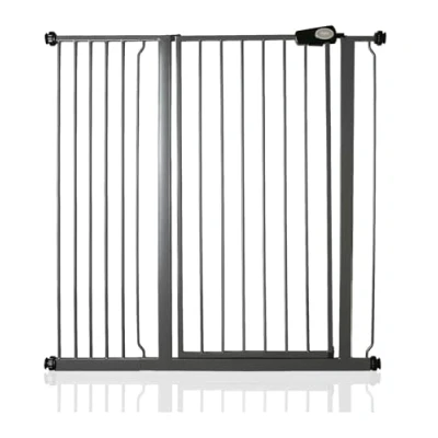 Image of Safetots Extra Tall Metal Safety Gate Pressure Fit, 107.4cm 115cm, Slate Grey, 104cm in Height, Stair Gate, Baby Easy Installation