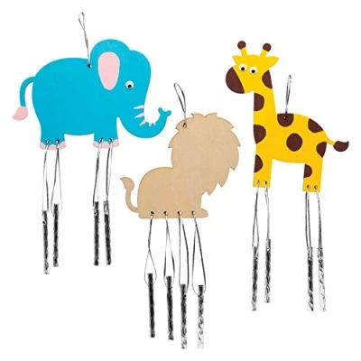 Image of Baker Ross AW486 Jungle Animal Wooden Wind Chimes (Pack of 4)
