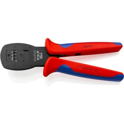 Image of Knipex crimping Pliers for micro plugs parallel connectors in the Mini Fit® series from Molex LLC burnished, with multi component grips 190 mm 97 54 26