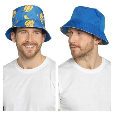 Image of A2Z Mens Reversible Bucket Hat Summer Men Hats AZ41096 Banana L/XL