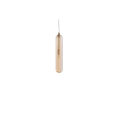 Image of Lucande Freylin pendant light, 1 bulb, amber, glass, 6 cm