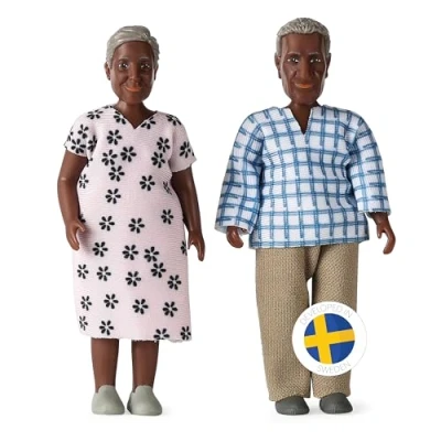 Image of LUNDBY Doll House Dolls People Family, Mini Dolls, Billie Family Set Grandparents 2 Adults, Bendable Plastic Toy Figures, Dollhouse Small for Girls and Boys Age 3+ 1:18