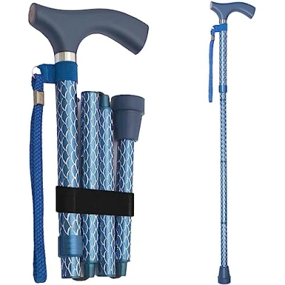 Image of Switch Sticks Folding Walking Stick Cane, Engraved Azure
